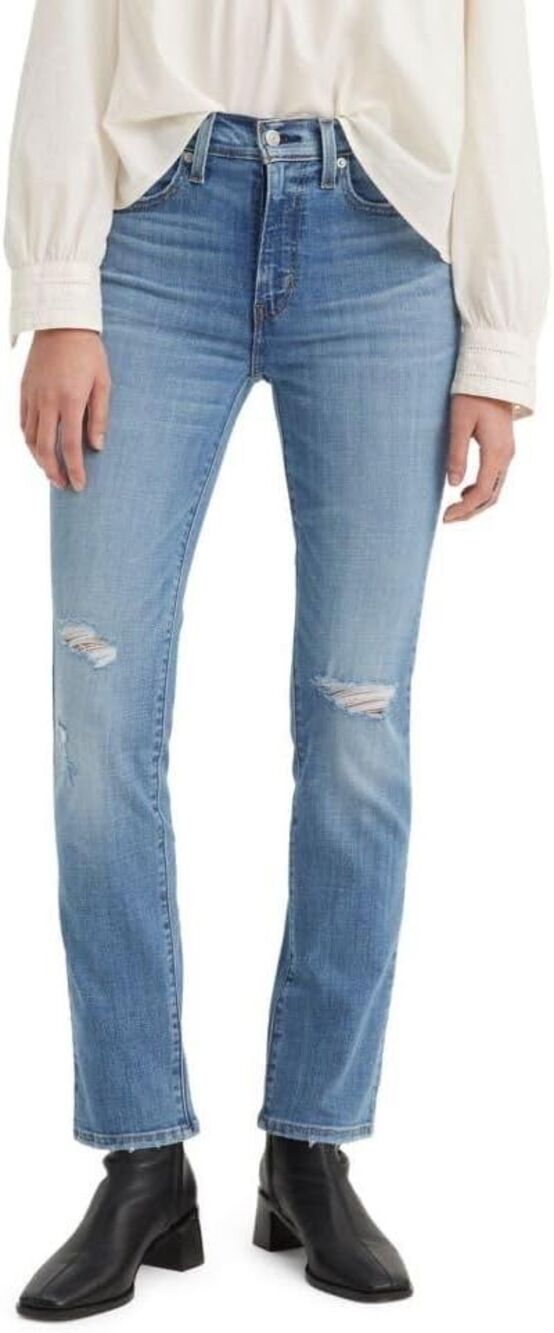 Levi’s 724 High Rise Straight Slim Jeans Wondrous Time Medium Wash 26x30 - Picture 2 of 7